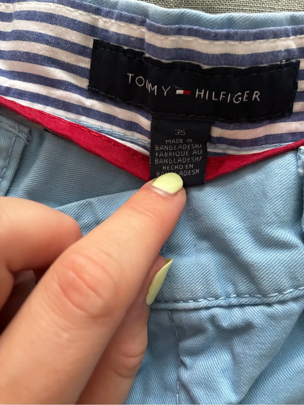 Tommy Hilfiger Light Blue Cotton Chino Flat Front Shorts